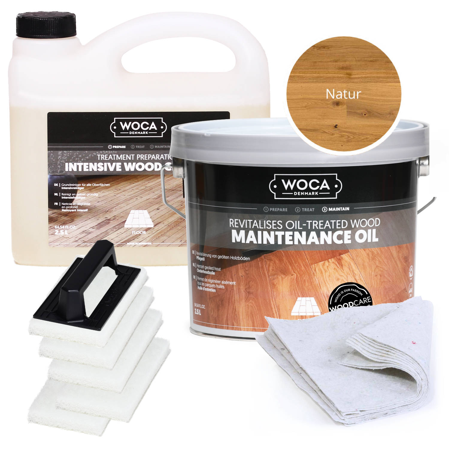 WOCA Parkett Pflegeöl Spar-Set für bis zu 100m² natur