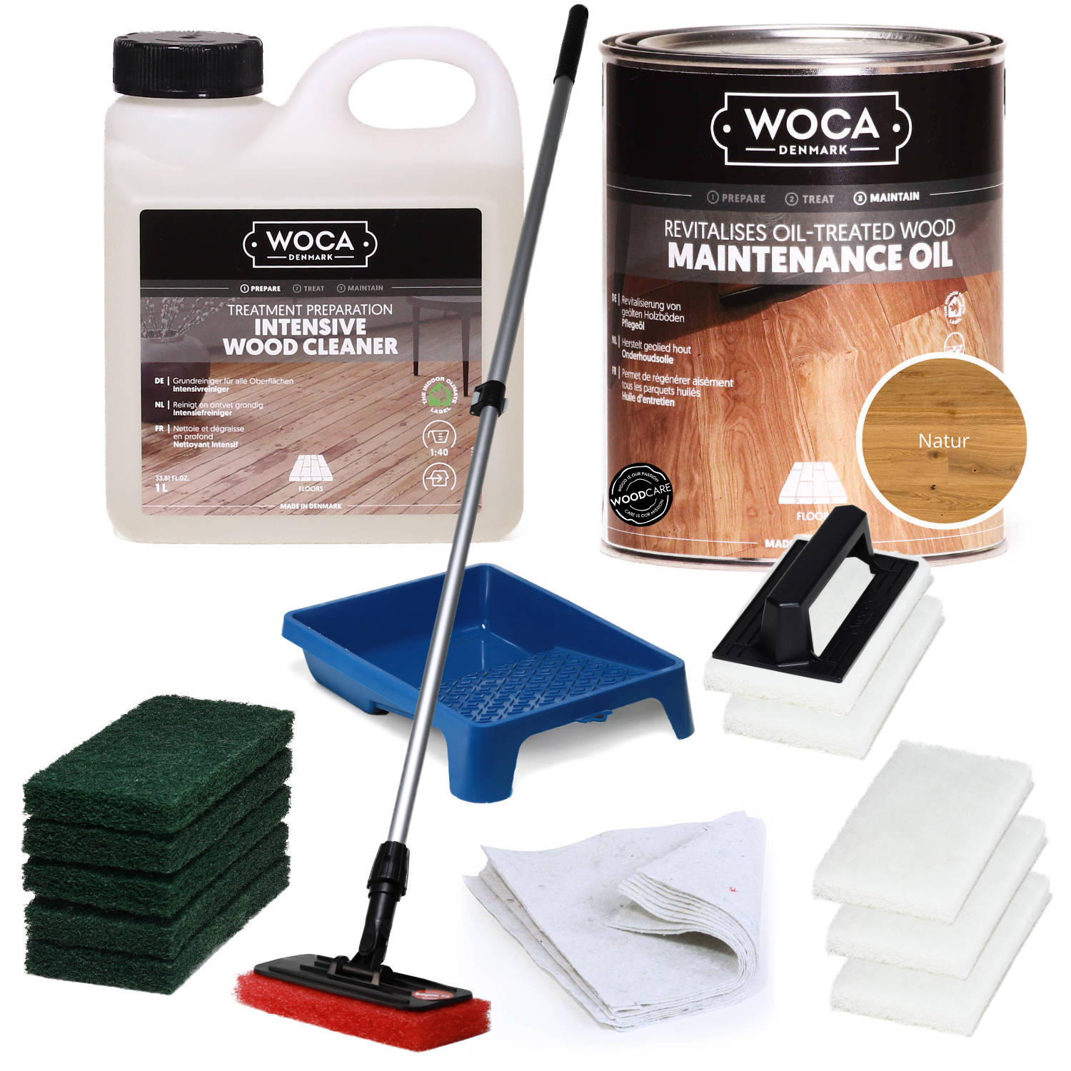 WOCA Nachöl-Set XL - Holzböden nachölen natur 40-50m²