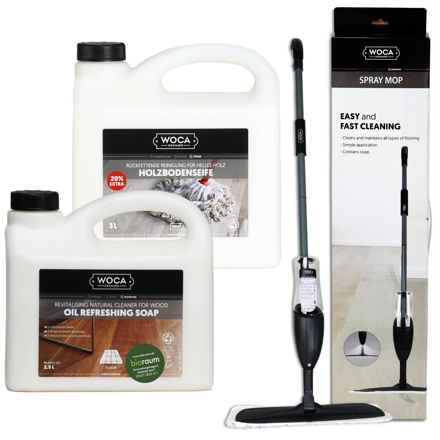 Clean & Care Spraymopp Set - geölte Böden weiß