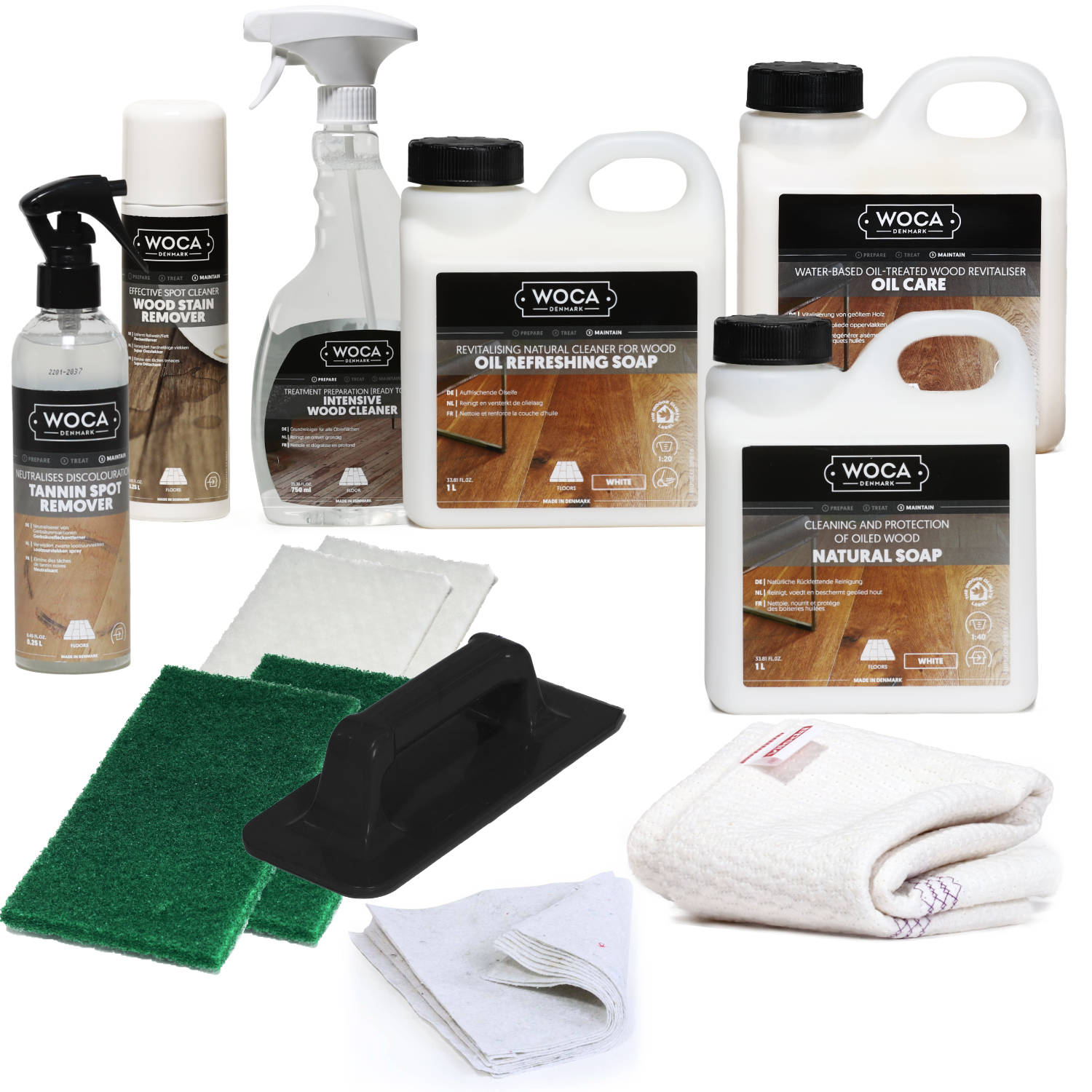 All in one Flecken- und Reinigungsset weiß mit WOCA Produkten All in one Flecken- und Reinigungsset weiß mit WOCA Produkten