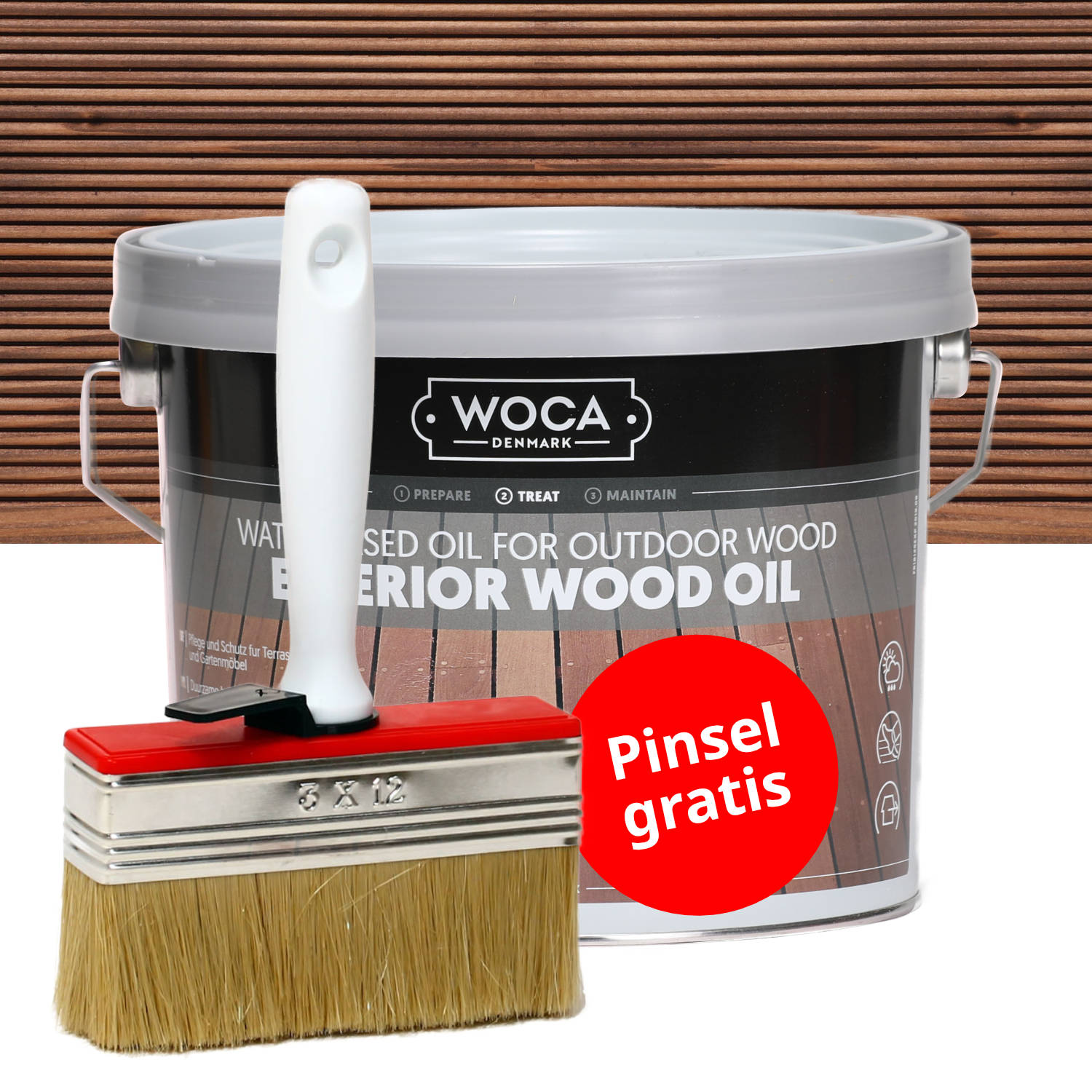 WOCA Terrassenöl 2,5l mit Auftragspinsel 