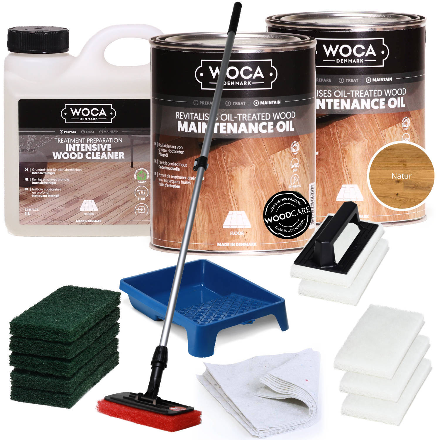 WOCA Nachöl-Set XL - Holzböden nachölen natur 80-90m²