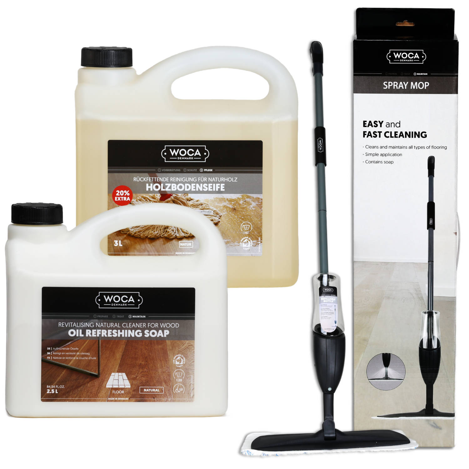 Clean & Care Spraymopp Set - geölte Böden natur